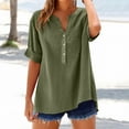 thumbnail image 6 of Womens Shirts Trendy Stylish 3/4 Sleeve Pocket Detail Womens Dressy Casual Shirts,Green,2XL, 6 of 8
