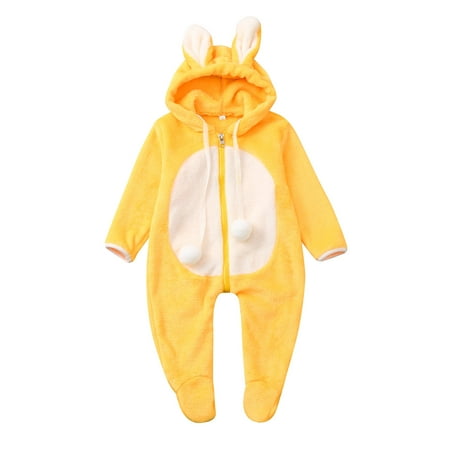 

Fsqjgq Boys Pajama Sets Up 3 Toddler Baby Boys Girls Winter Cute Hooded Fleece Jumpsuit Romper Outwear Baby Dress Boys Baby Layette Set Yellow 90