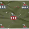 thumbnail image 4 of oneOone Cotton Poplin Twill Olive Green Fabric Submarine & Fish Ocean Sewing Material Print Fabric By The Yard 56 Inch Wide, 4 of 4