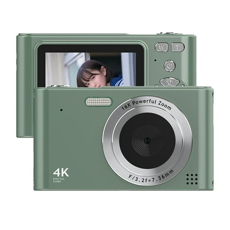 4K Digital Camera Camcorder 48MP Digital Video Camera 2.4 Inch Screen 16X Digital Zoom Anti-shake Face Detection Beauty Effect Motion detection Built-in Flash Battery