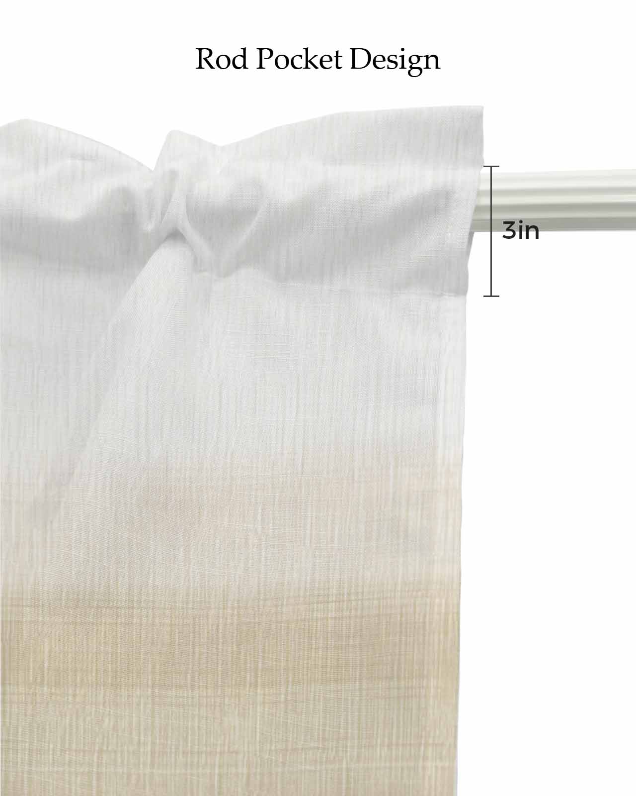 Beige White Stripes Kitchen Valances for Windows Farmhouse Linen Window Valance Curtain for Living Room Window Treatment Farmhouse Modern Gradient Lines Valance Rod Pocket Topper Drape, 60 x 18 Inch