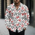 thumbnail image 2 of BiZtdJrK Sales Today Mens Valentines Day Dress Shirts 2025 Fashion Love Heart Print Long Sleeve Shirt Casual Button Down Lapel Blouse Tops Vacation Hawaiian Shirts Red M, 2 of 6
