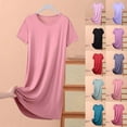 thumbnail image 5 of Tumotour Short Nightgowns For Women Mini Dress Pajamas Loungewear Nightgown Summer Casual Sleepwear Short Sleeve Sleep Dress Solid Color T-Shirt Nightshirt, 5 of 5