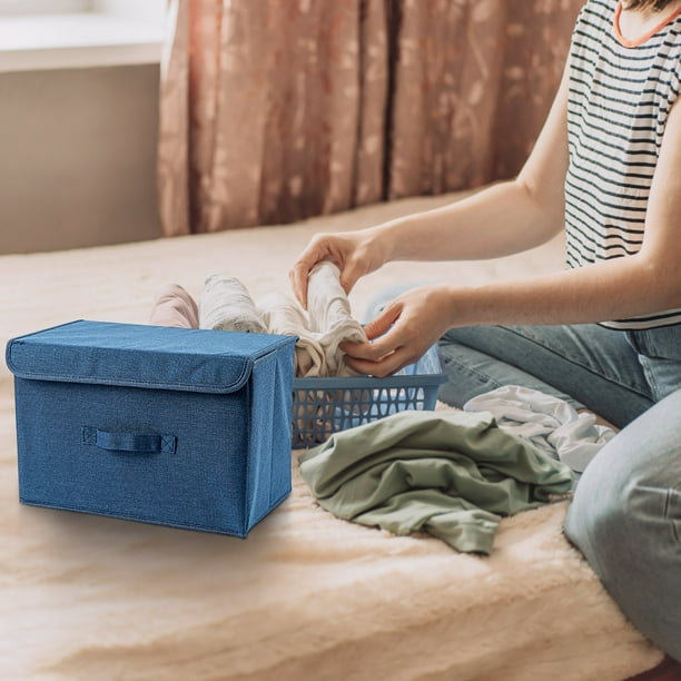 Yhmxh Organizadores y almacenamiento Caja de almacenamiento plegable con cubierta de tela de algodón y lino para guardar ropa y escombros, ideal para el lavado diario del hogar.