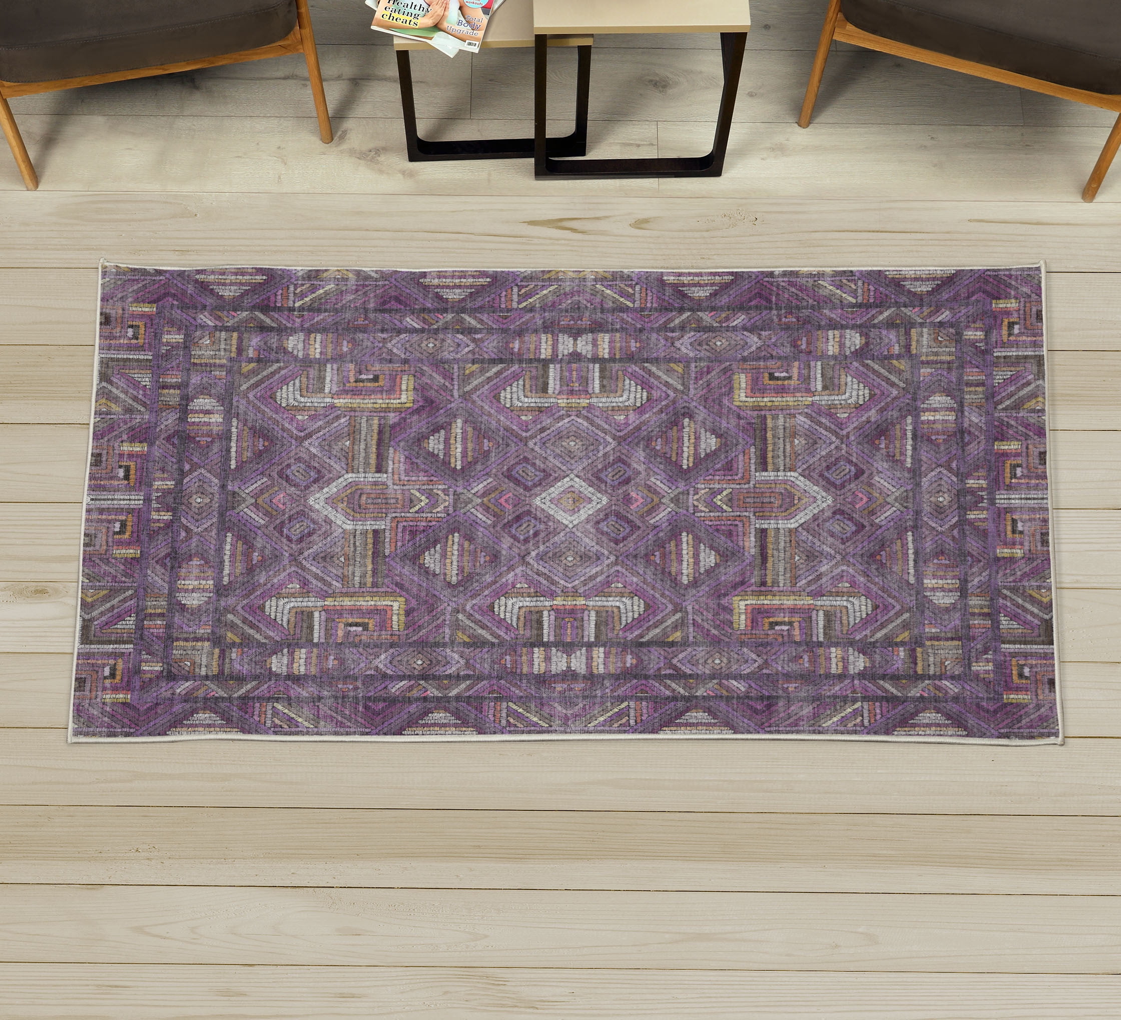 Modern Decorative Rug, Colorful Abstract Pipe Look Lines Ethnic Tribal ...