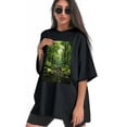 thumbnail image 3 of Plus Size Shirt for Women Oversized Black Tops for Women Short Sleeves Shirt for Women Forest T Shirt Crewneck Shirt for Women M, 3 of 5