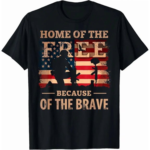 Men's Patriotic American Flag Soldier Military T-Shirt
