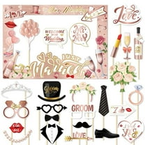 Wedding Photo Props Kit Rose Gold Bride to Be with Frame Selfie Prop Bachelorette Party Decoration