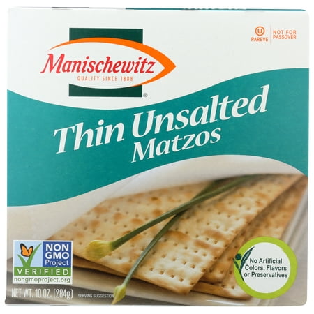 Pack of 12, Manischewitz Thin Unsalted Matzo, 10 oz