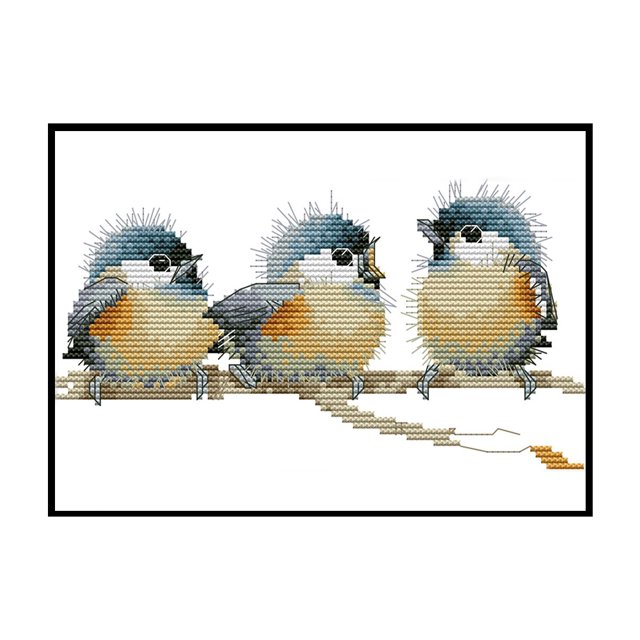 Artesanía de punto de cruz parcial, 14 quilates, costura de tres pájaros, adorno DIY Likrtyny Oficina Multiescena Multifunción
