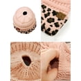 thumbnail image 4 of C.C BeanieTail Cable Knit Messy High Bun Ponytail Cuff Beanie Hat, Leopard Indi Pink, 4 of 4