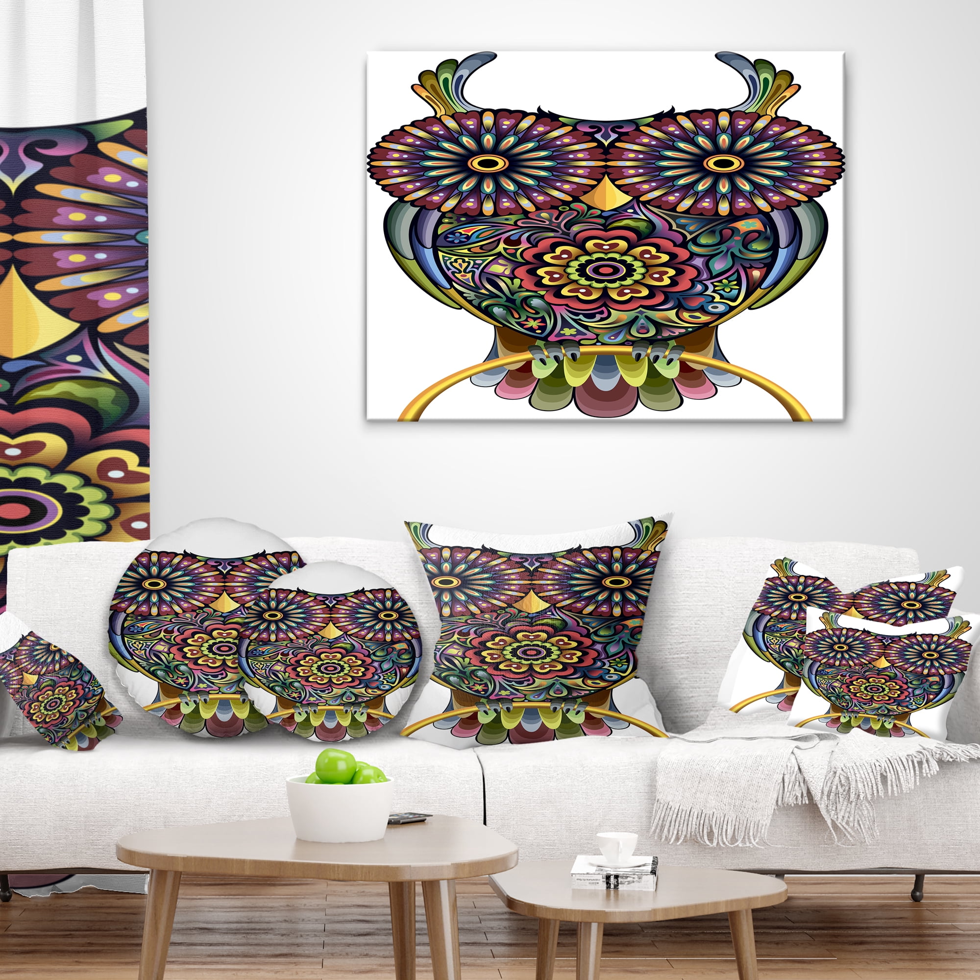 Designart Funny Owl - Animal Throw Pillow - 16x16