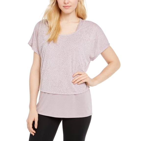 Ideology Women's Snake Print Burnout Layered T-Shirt Pink Size X-Small