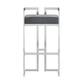 thumbnail image 3 of Weston Home Eivril Velvet Upholstered Bar Height Stools in Chrome Metal, Set of 2, Blue Steel Velvet, 3 of 8