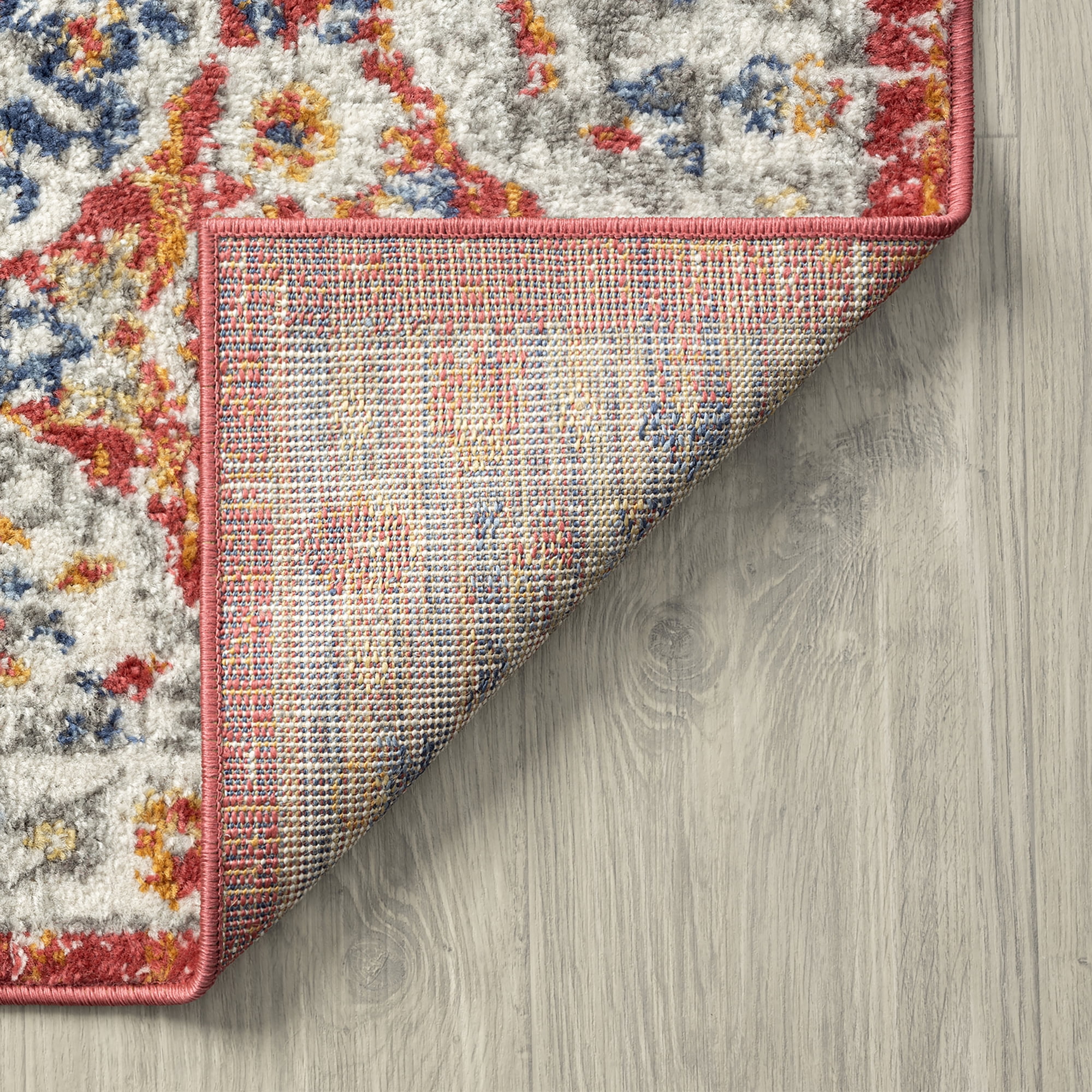 Chelsea Contemporary Abstract 6'7'' x 9'3'' Multi and Blue Polypropylene Indoor Area Rug, 6.7' x 9'