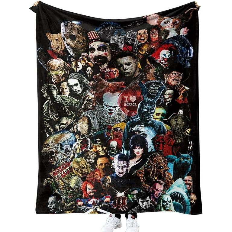 Horror Movie Character Series Ghostface Blanket Super Soft Flannel Blanket Soft Lightweight Party Decoration for Bed Sofa Bedroom Living Room 60 X50