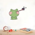 thumbnail image 1 of Green Frog Catching Flies Cartoon Character Wall Art Decal Vinyl Sticker Girls Boy Room Bedroom Nursery Kindergarten House Home Wall Decor Removable Peel and Stick Durable Quality Sticker 30x15 inch, 1 of 1
