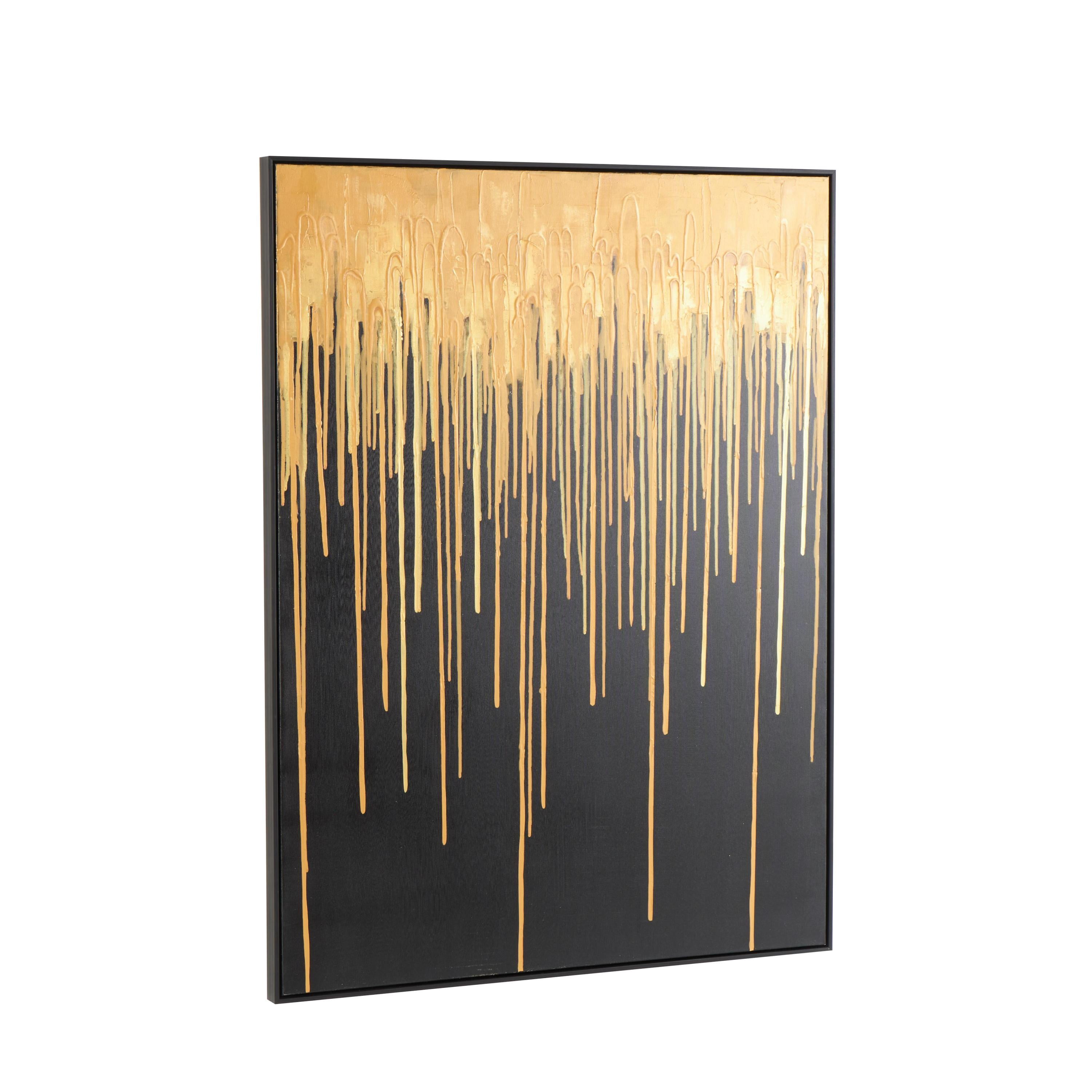 36" x 48" Melting Drip Abstract Framed Wall Art with Black Frame, by DecMode