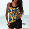 thumbnail image 2 of Women's Floral Printed Tummy Control Tankini Set - Flowy Blouson Top & Boyshorts, Vintage Modest Two Piece Swimwear, 2 of 6