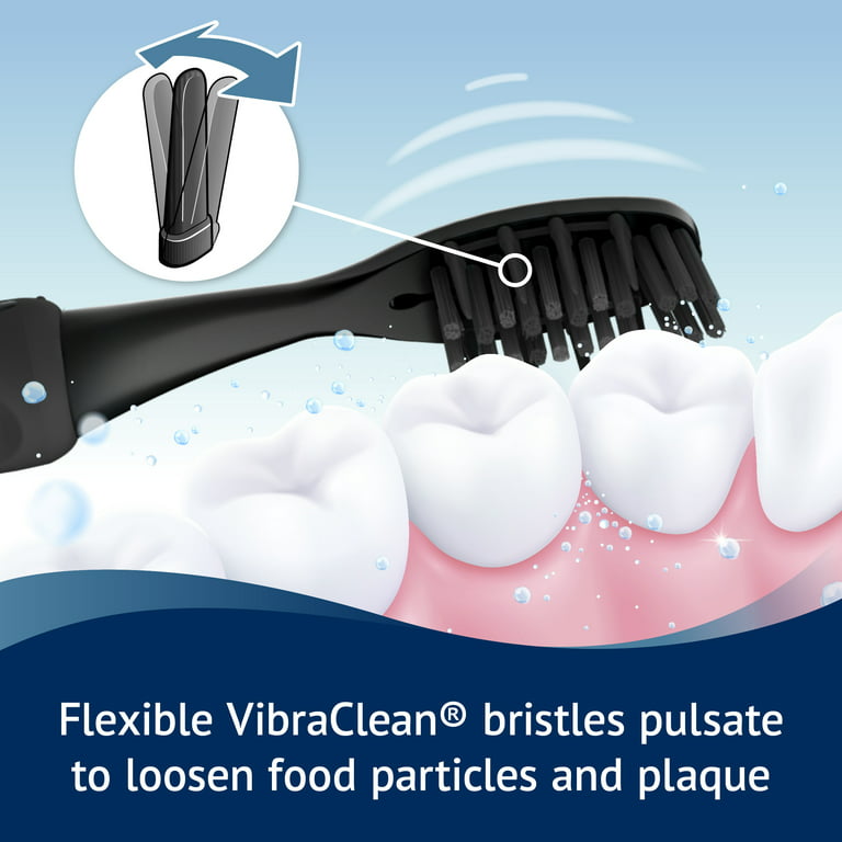 Equate Polaris Deep Cleaning VibraClean Toothbrush with Charcoal Bristles,  Deep Cleaning Soft Bristles, Helps Remove Plaque, 2 Count 