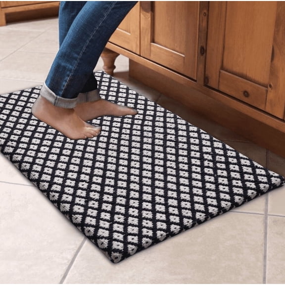 Excel Hometex 100% Cotton Kitchen Mat - High Quality Anti-Fatigue & Durable Skid-Resistant Foam Backing (18"x30")