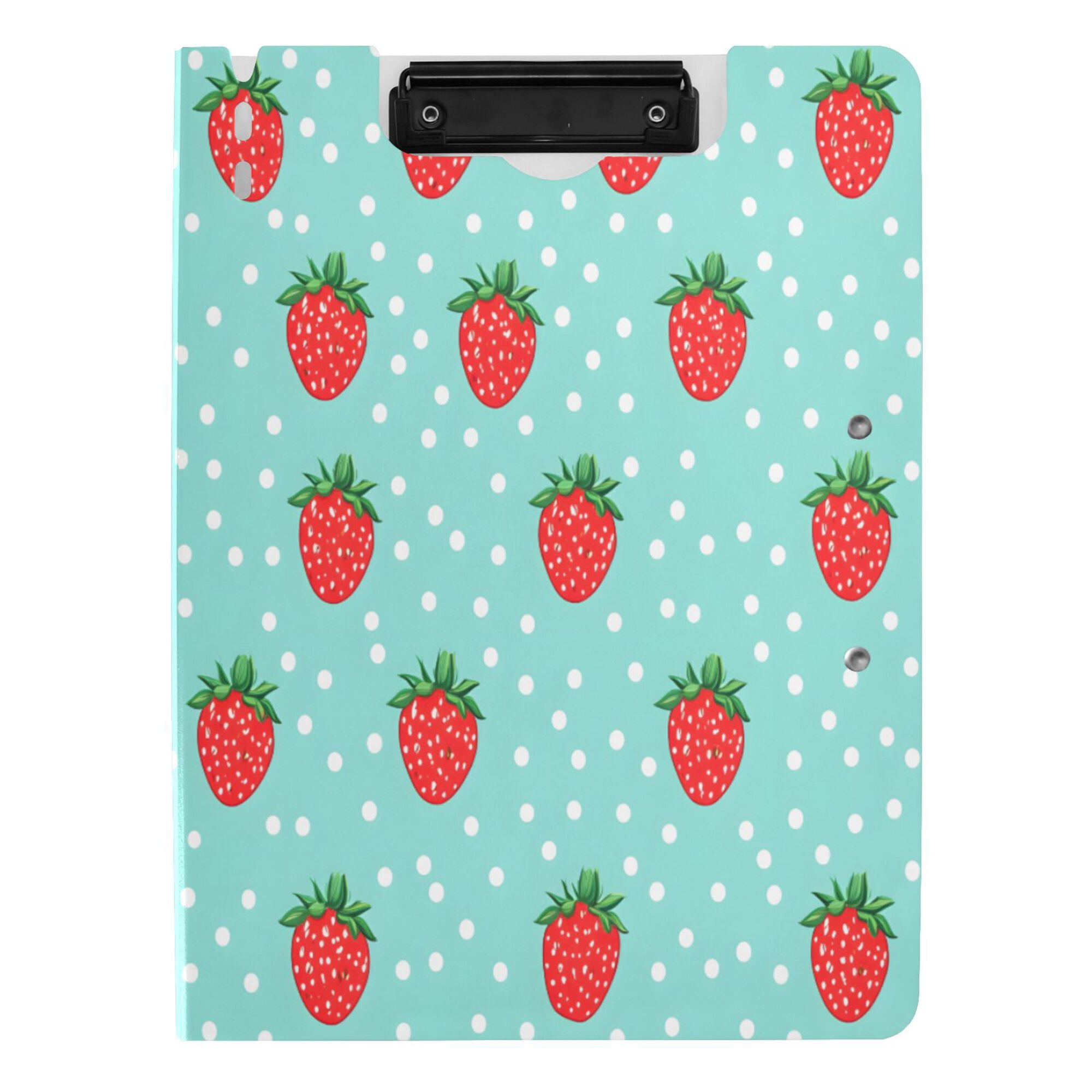 FORMRS A4 Clipboard Folder with Pen Holder Horizontal Foldable School Office Binder, Strawberry Pattern
