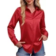 thumbnail image 1 of Blusa Moda Casual Holgada Elegante Manga Larga Para Mujer,Rojo,2XG, 1 of 4