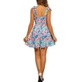 thumbnail image 3 of VESTIDO FLORAL VERANO 2025 INSPIRAR CHIC PARA MUJER, LARGO A LA RODILLA, CON TIRANTES DE LAZO, TIRANTES ESPAGUETI, XL, AZUL Y ROSA, 3 of 6