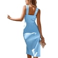 thumbnail image 2 of Kmbangi Robe d'Été Sans Manches pour Femmes Col en V Froncée Robe de Soirée pour Cocktail Plage Club Mode Urbaine, 2 of 6