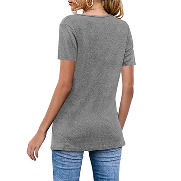 Guardurnaity Blusa informal de otoño con cuello en V para mujer, blusa de color sólido, manga larga, M Prendas para la parte del cuerpo Manga corta XXL Guardurnaity AP003383-10