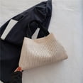 thumbnail image 1 of Nvzi Bolso de hombro tejido, bolso de mano tejido y bolso de cosméticos, bolso de mano tejido elegante para playa de verano, 12,59 x 2,75 x 8,26 pulgadas, blanco y negro, 1 of 5