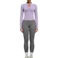 thumbnail image 3 of Womens Gym Workout Sets Seamless 2 Piece High Waist Leggings Long Sleeve Yoga Workout Jacket, Light Violet S, 3 of 7