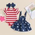 thumbnail image 6 of Douhoow Baby Girls 4th Of July Outfits Infant Short Sleeve Romper + Suspender Skirt + Headband 2PCS Stars Stripe Clothes, 6 of 9