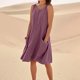 thumbnail image 3 of WILLBEST Vestido Midi De Verano Para Mujer, Largo Hasta La Rodilla, Informal, Para Playa, Resort, Sin Mangas, Color Liso, Con Bolsillos, 3 of 3
