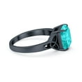 thumbnail image 2 of Celtic Emerald Cut Ring Black Tone Paraiba Tourmaline CZ 925 Sterling Silver Size 6, 2 of 3
