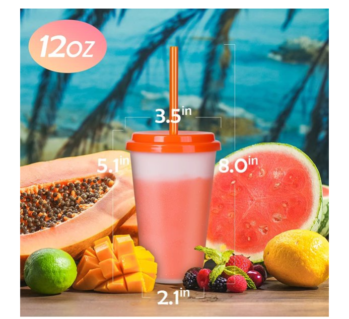 Hot Sale New Creative Fashion Colorful Fruit Slippery Ice Cups, Cute  Cherry, Strawberry 450ml Double Discoloration Plastic Water Juice Cup Straw  Portable Ice Cups, Summer Students Cold Cups, Fruit Party Carnival