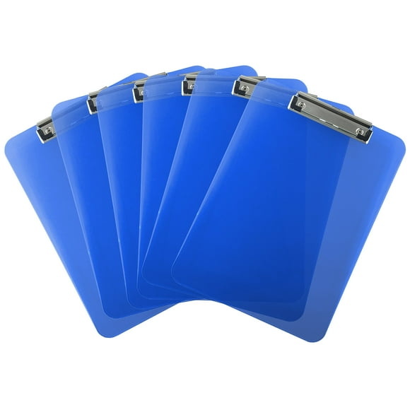 Trade Quest Presse-Papiers en Plastique Transparent Taille Lettre Profil Bas (Lot de 6) (Bleu Foncé)