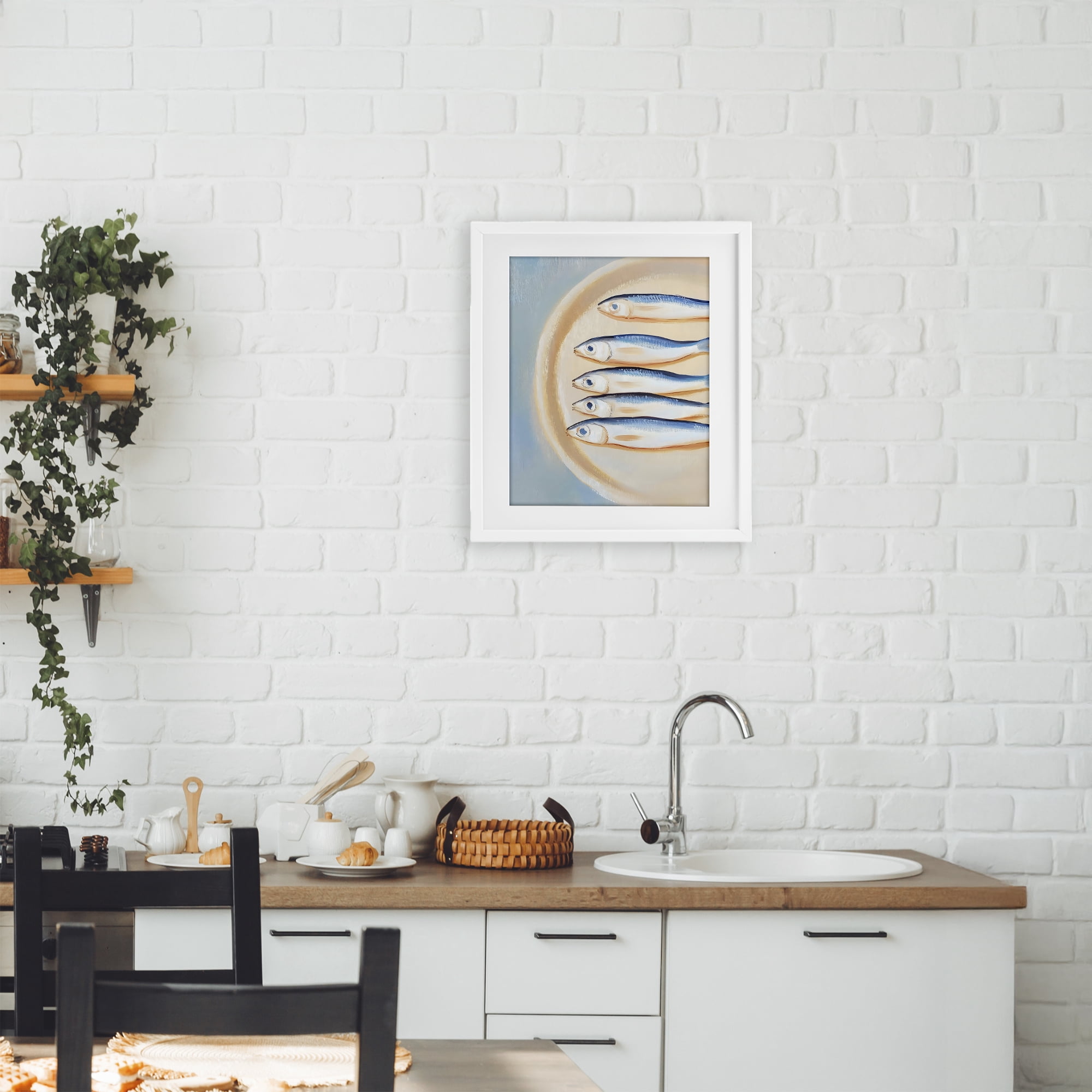Stupell Industries Plate of Sardines White Framed Print Under Glass, design by The Prints Vibe