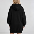 thumbnail image 5 of Karymi Dresses for Women for Women Solid Oversized Hoodie Dress, V Notch Neck Lantern Puff Long Sleeve Kangaroo Pocket Elastic Hem Sweatshirt Tunic Dress, 5 of 8