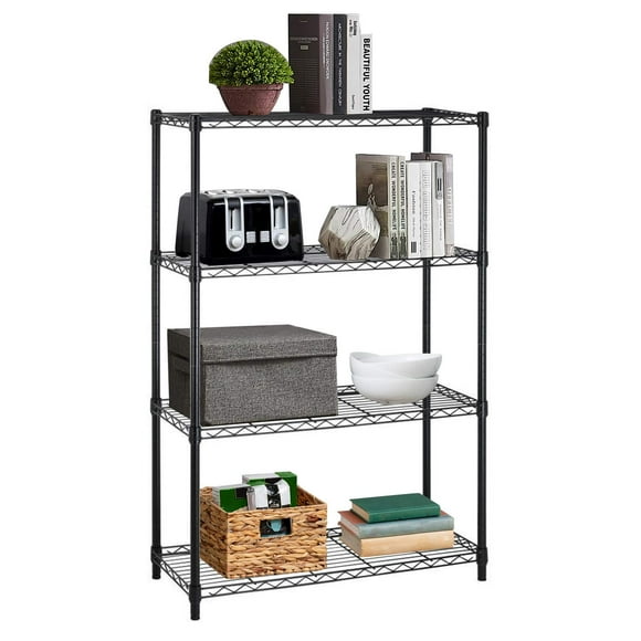 Adjustable Wire Shelving Storage Shelves Heavy Duty Shelving Unit for Small Places Kitchen Garage (Black, 36×14×54)