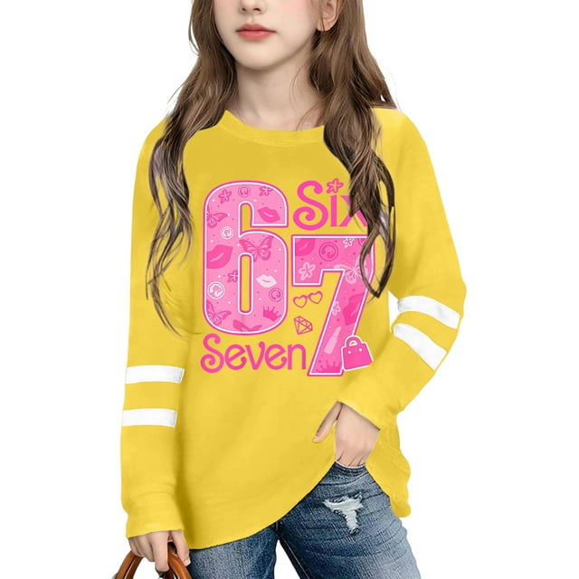 Girls Graphic Print Short Sleeve Colorful Casual Tees And Shirts For Kids Comfortable Daily Wear For Everyday