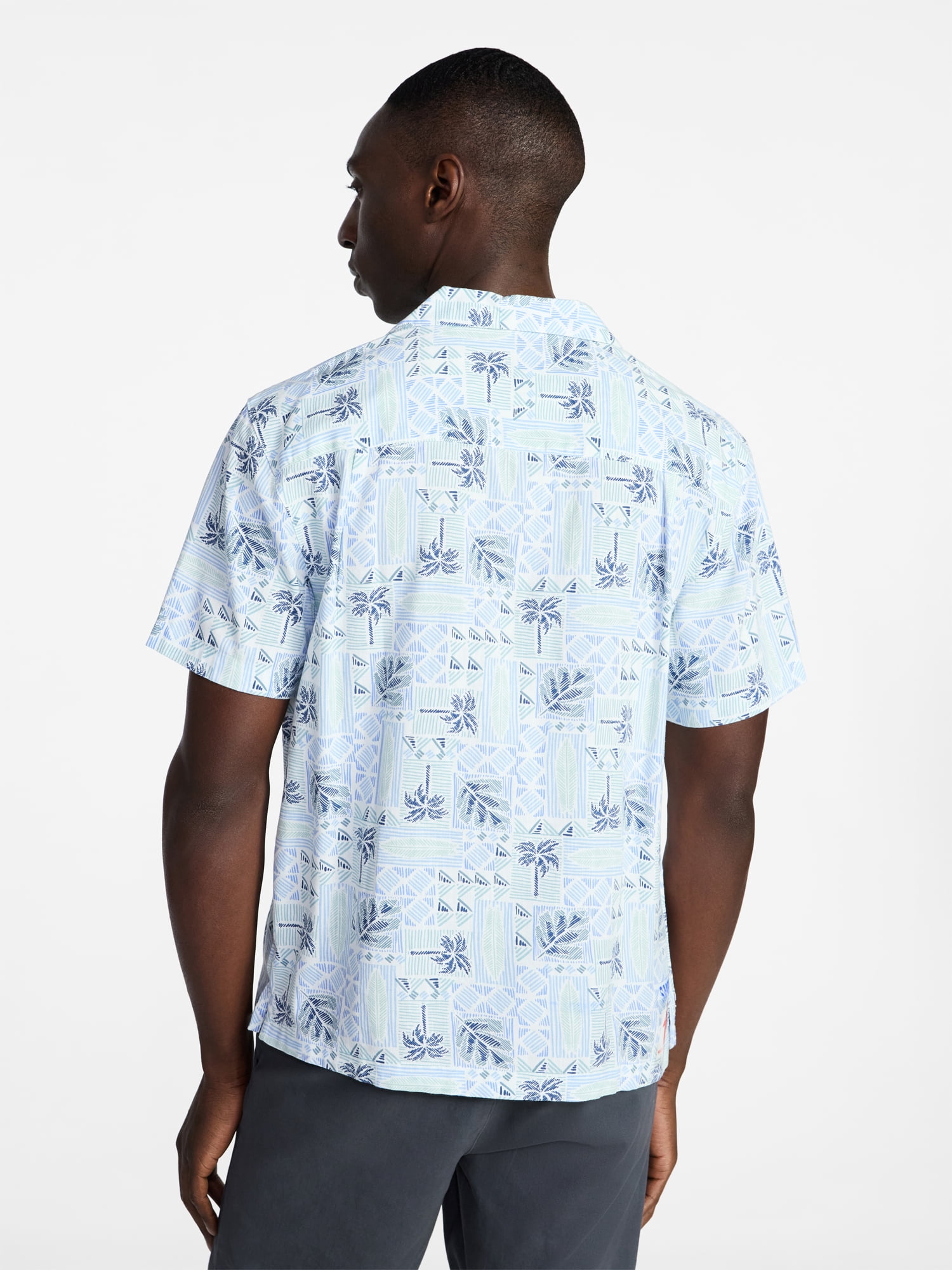 George Men's Relaxed Fit Linen Blend Camp Shirt with Short Sleeves, Sizes S-5XL, LT-3XLT