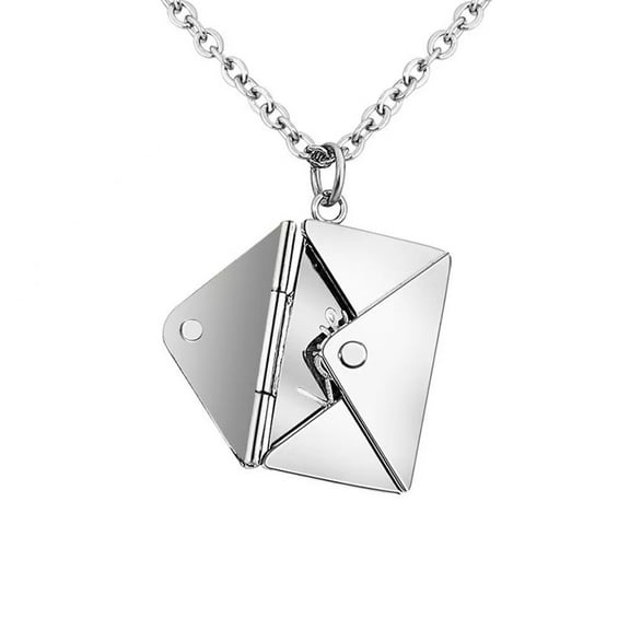 Envelope Love Letter Necklace for Women Stainless Steel Love You Card for Wife Mom, Couple Jewelry, Best Friend Gift LK01 (Silver)