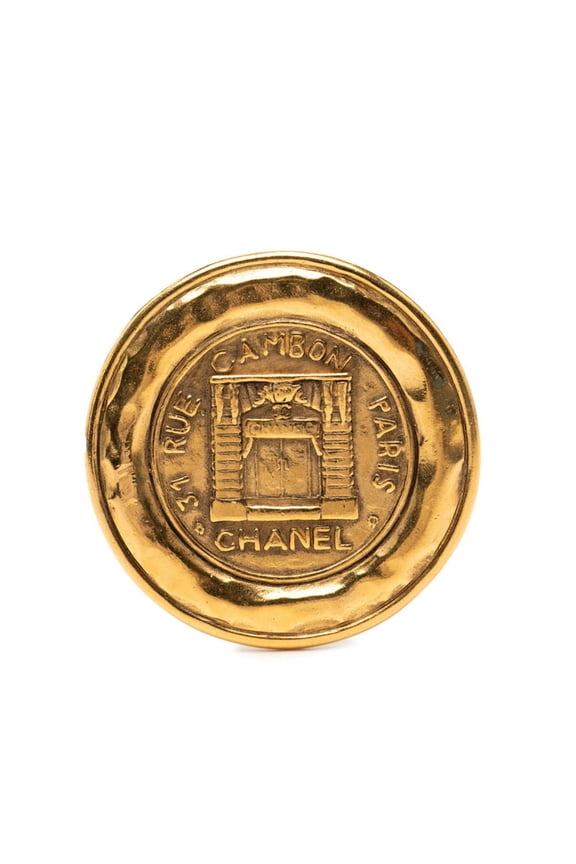 Pre-Owned Chanel Coco Mark 31 RUE CAMBON PARIS Brooch Gold Plated Women's CHANEL