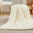 thumbnail image 3 of Home Soft Things Derby Double Sided Faux Fur Throw Blanket Solid Color Fuzzy Super Soft Cozy Plush Throw - Ivory - 50" x 60", 3 of 9