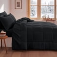 thumbnail image 3 of Aisbo Twin Comforter Set with Sheets, 5 Piece Black Bed in a Bag, Soft Bedding Set with Fluffy Down Alternative Seersucker Comforter, Sheets, Pillowcase & Sham., 3 of 8