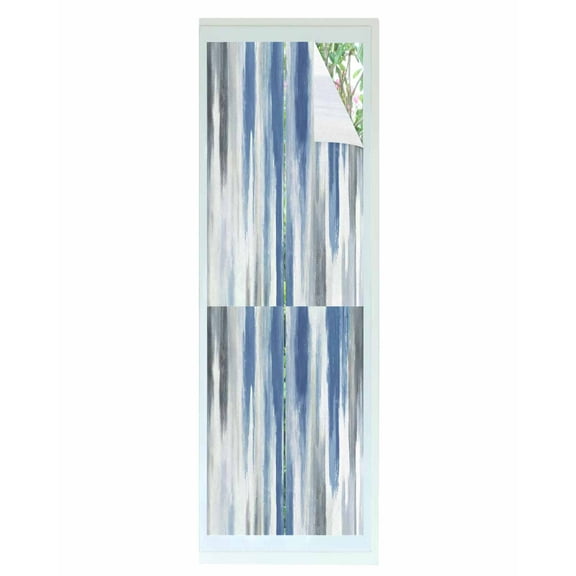 Window Privacy Film Blue Gray Stained Glass Window Film Decorative Sun Block Window Cover Modern Simple Abstract White Ombre Texture Window Clings Static Adhesive Sticker for Bathroom 29.5"x118"