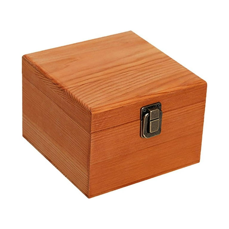 Homyl Wooden Storage Box Rustic with Hinged Lid Home Decor Wood Boxes Keepsake Box Brown 14X14X10CM, Size: Multi