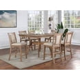 thumbnail image 2 of Transitional Beige Natural Tone 7pc Set Dining Room Counter Height Table w Shelf 8x High Chairs Dining Fabric Padded Chairs, 2 of 9