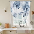 thumbnail image 3 of Blue Dandelion Tie Up Curtain 63 Inches Long, Pastoral Flowers Spring Farmhouse Plant Balloon Style Kitchen Window Curtain Over Sink, Small Window Rod Pocket Curtain 46"x63", 3 of 9